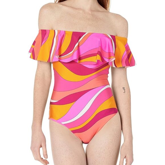 Trina Turk Other - NWT Trina Turk Women Vivid Vista Off Shoulder Bandeau One Piece Sz 6 $160 AA312